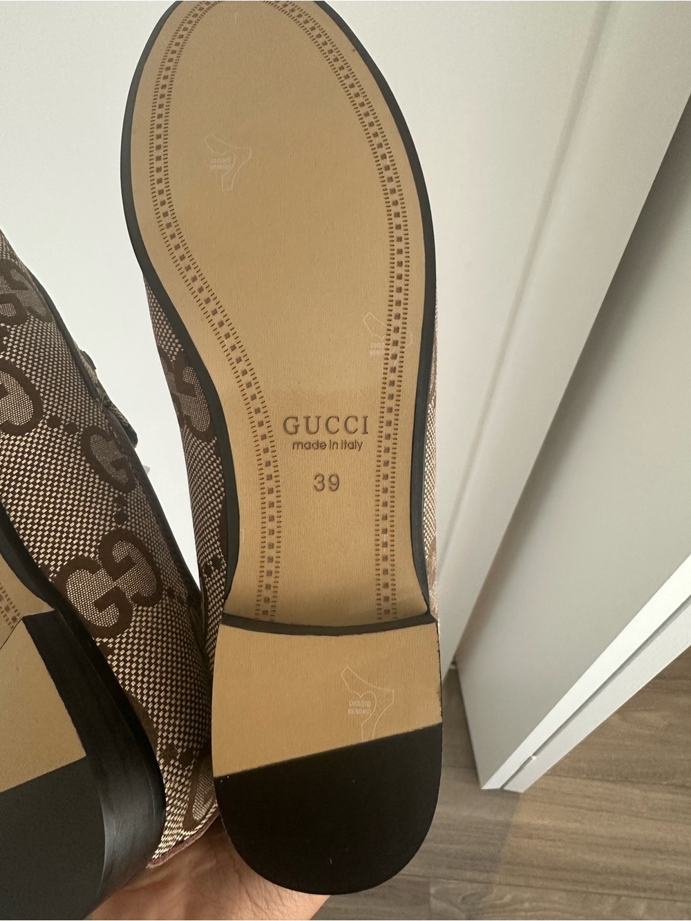 Gucci Beige & Brown GG Canvas Horsebit Loafers - Picture 5 of 8